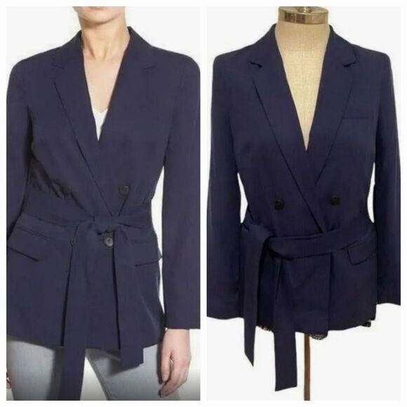 1.STATE Navy Double Breasted Belted Blazer Size M NWT $159 - Picture 5 of 16